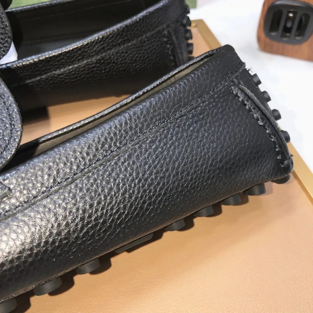 Men's Men's Shoes💰420💰[Gucci GUCCI] (High-end Niuli) New 🍀Gucci*-Gucci Peas Shoes! Made of imported original cowhide, the inner top layer is comfortable cowhide lining! Original wear-resistant rubber outsole! High quality products! Code number 38-44!